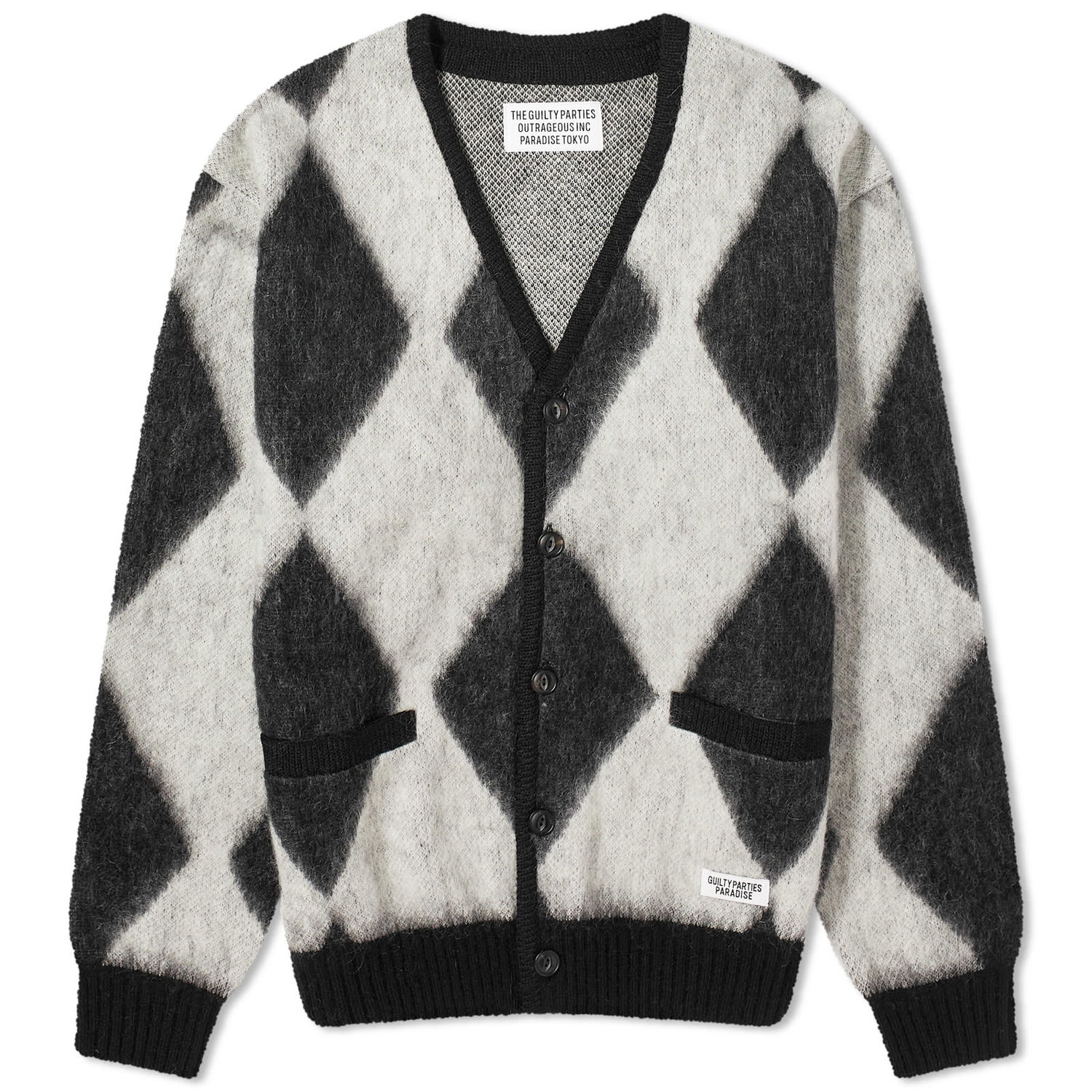 Sweater WACKO MARIA Diamond Mohair Cardigan Grå | 23FW-WMK-KN19-WHT, 0