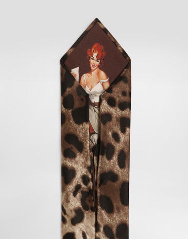 Tilbehør Dolce & Gabbana Dolce & Gabbana Satin Tie with Leopard Print Brun | GT181EFS1GTHY13M, 3