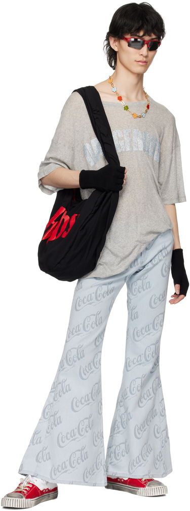 Jeans ERL Jacquard Logo Pattern Flare Jeans Blå | ERL08P014, 3