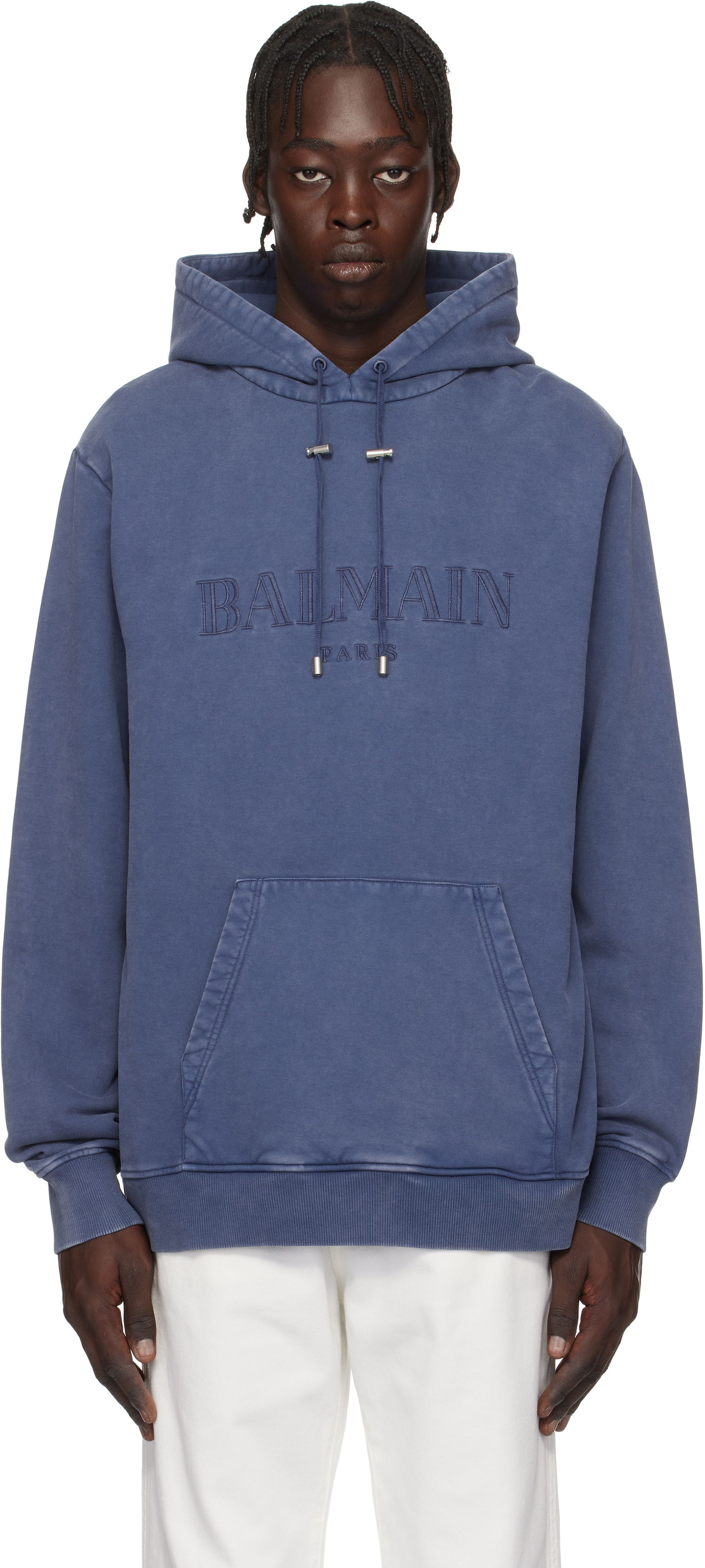 Sweatshirt Balmain Balmain Vintage Embroidered Hoodie Blå | EH1JT047BC72, 0