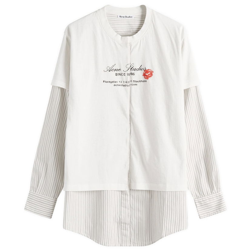 Skjorte Acne Studios Acne Studios Eliah Double Layer T-Shirt, Size Large Hvid | AC0730-AEG