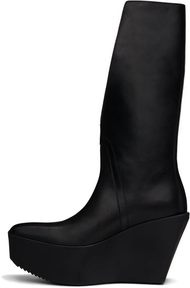 Tøj Rick Owens Rick Owens Hollywood Sliver Platform Winged Kowboys Tall Boots Sort | RP01E7833 LOO, 2