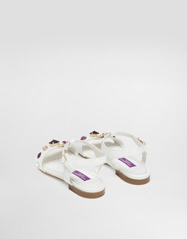 Tilbehør Dolce & Gabbana Dolce & Gabbana Patent Leather Sandals With Crystals Hvid | D11364AN1968V135, 3