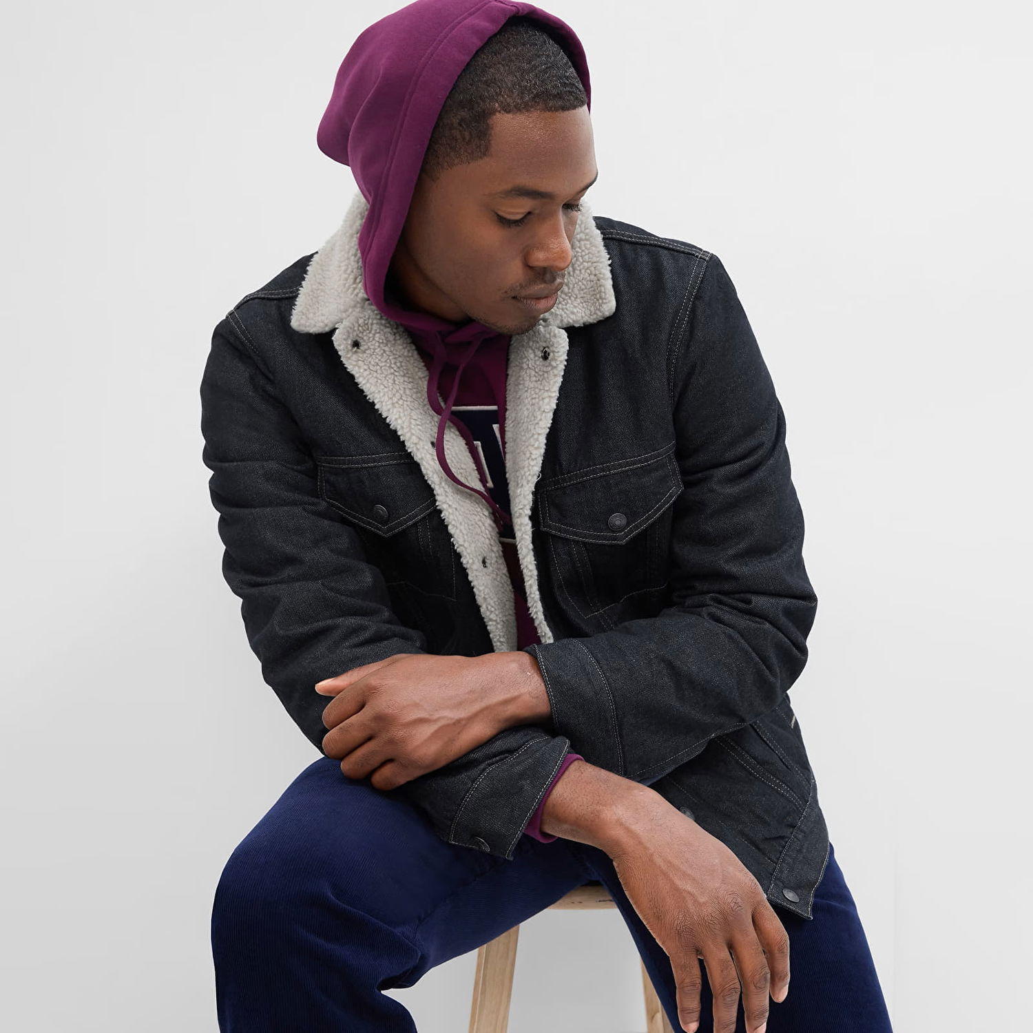 Jakke GAP Jacket Cozy Denim Jacket Rinsed M Sort | 736375-00, 0