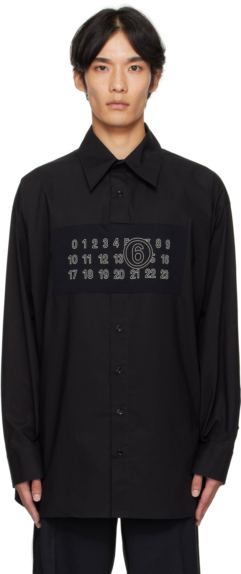 Skjorte Maison Margiela MM6 Maison Margiela Long Sleeve Shirt with Numbers Print Sort | SH0NH0014 M35256