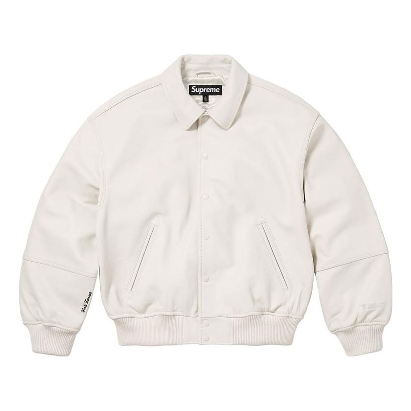 Bomberjakke Supreme Windstopper Leather Varsity Jacket Hvid | SUP-FW23-095