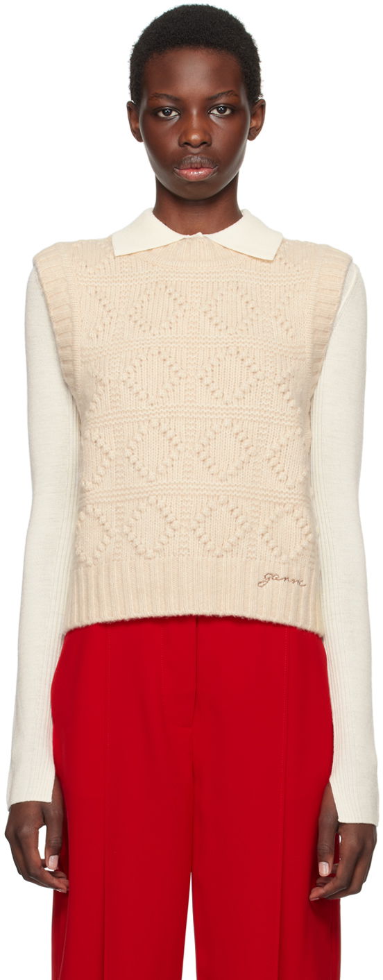 Vest GANNI Beige Cable Knit Vest Beige | K2221