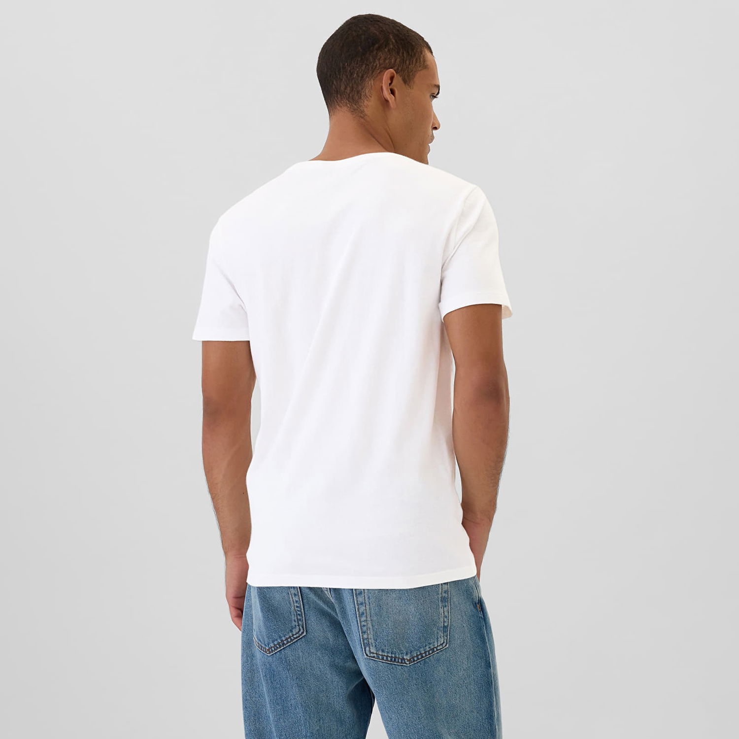T-shirt GAP T-shirt Micro Logo Vneck Tee White Global S Hvid | 502020-02, 1