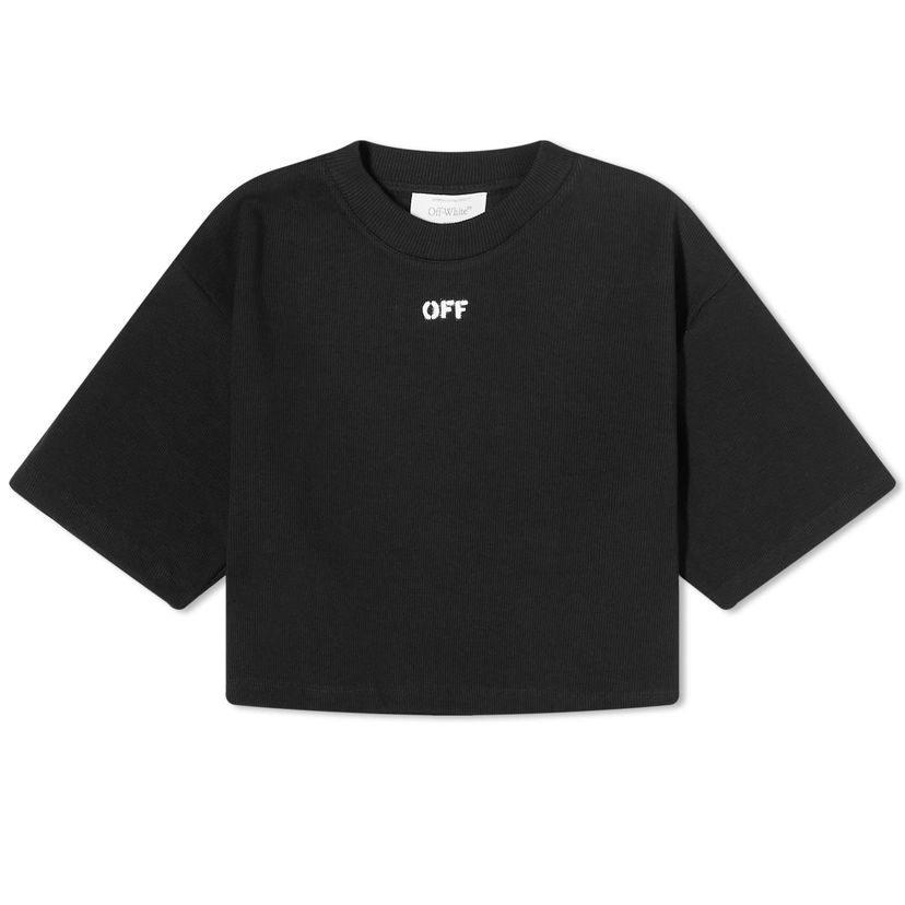 T-shirt Off-White Stamp Logo Rib Crop T-Shirt Sort | OWAA081F23JER0011001