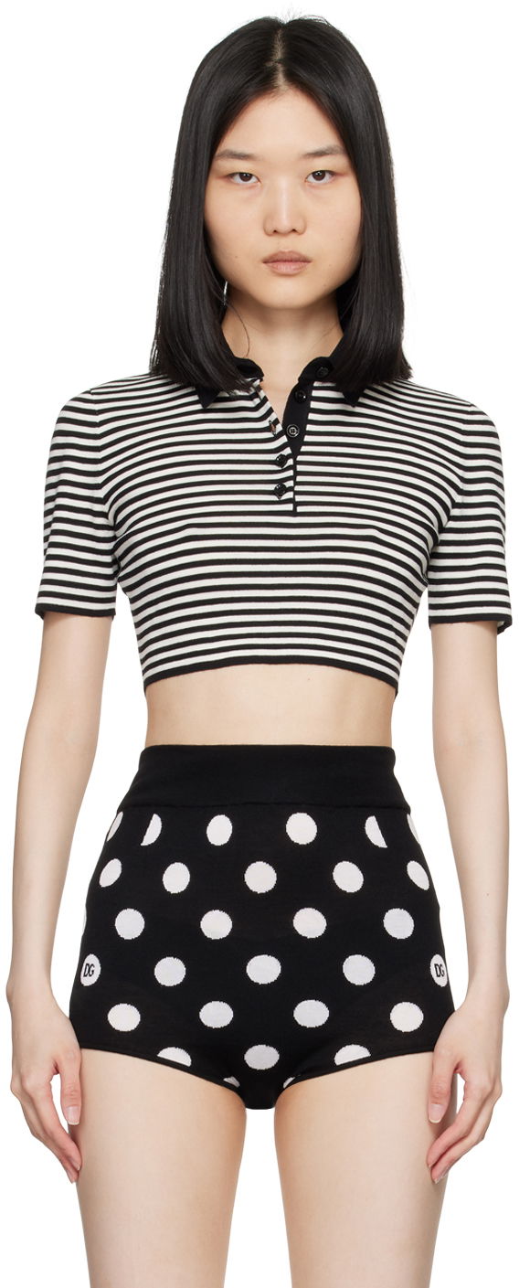 Crop top Dolce & Gabbana Dolce&Gabbana Striped Cropped Polo Sort | FXZ09T JCVY4