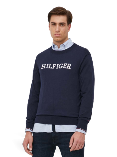 Sweater Tommy Hilfiger Hilfiger Monotype Supima Relaxed Jumper Mørkeblå | MW0MW31584
