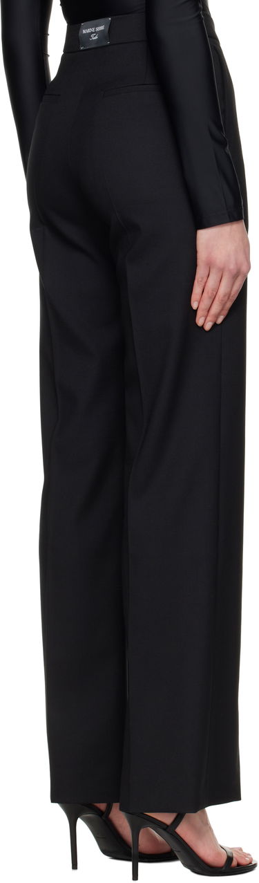 Bukser Marine Serre Marine Serre Virgin Wool Twill Wide Leg Trousers Sort | WPA154A RWOV0001, 2