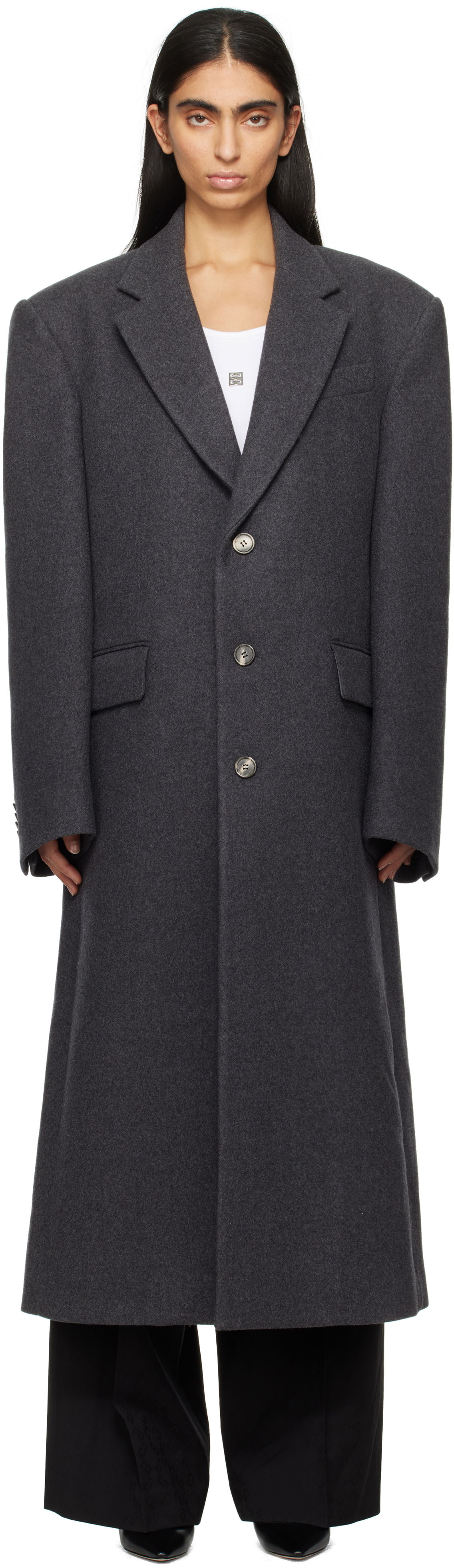 Frakker WARDROBE.NYC Single Breasted Long Coat Grå | W4002F24WO, 0