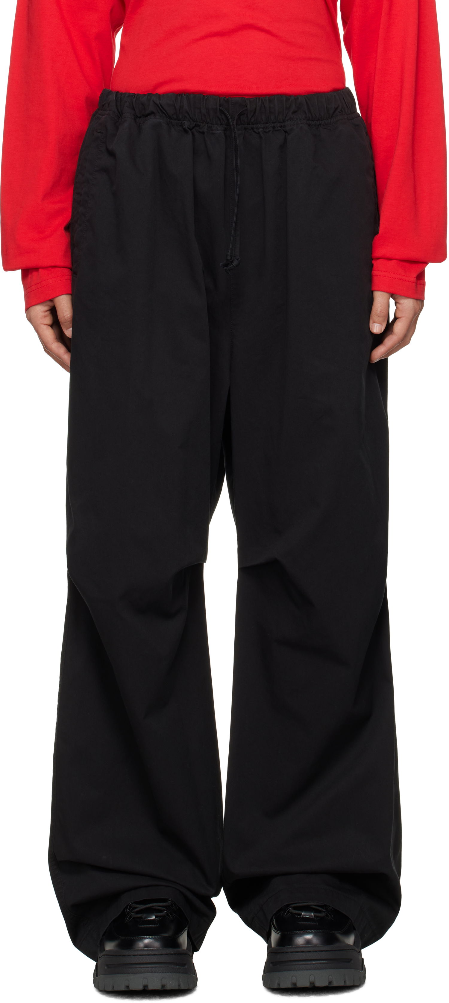 Cargo bukser We11done We11done Tucked Wide Trousers Sort | WD-PT3-24-262-U-BK, 0
