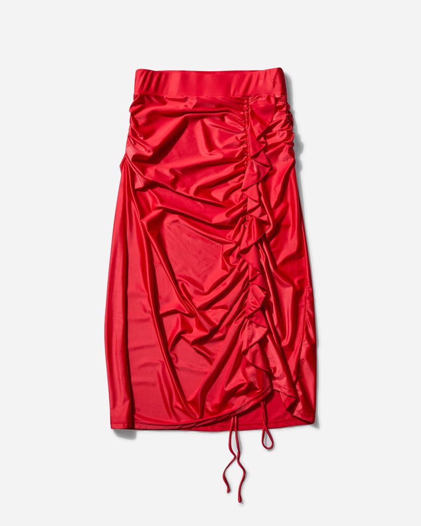 Nederdel OpéraSPORT Agathe Ruched Drawstring Midi Skirt Rød | SS25-A32 RED