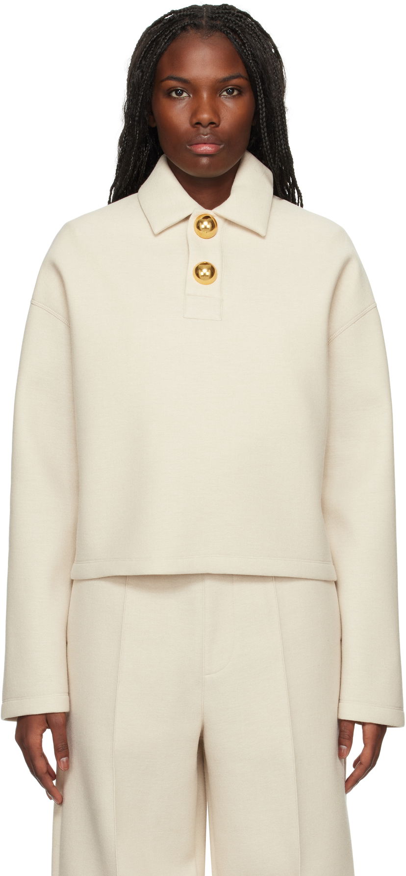 Polo skjorte AMI Wool Cropped Polo Beige | FPL318.750