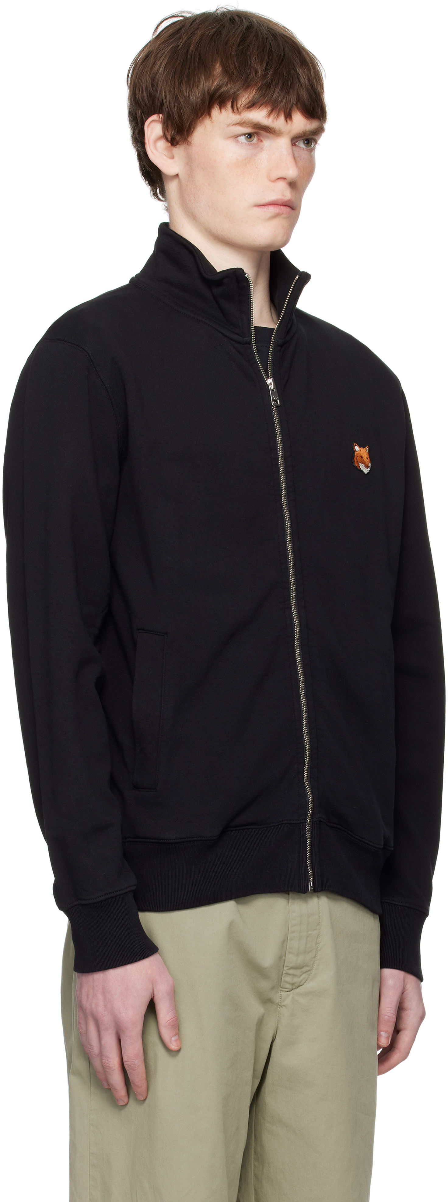Sweatshirt MAISON KITSUNÉ Fox Head Patch Fullzip Regular Sweatshirt Sort | PM02134KM0340, 1