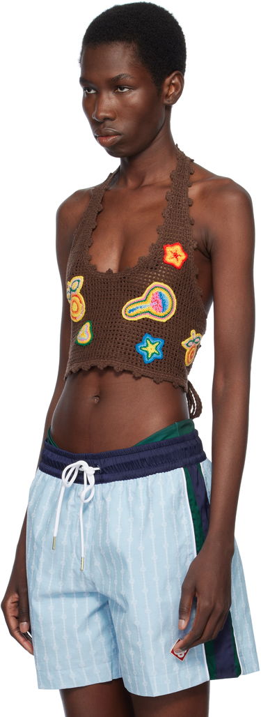 Badetøj Casablanca Casablanca Motif Crochet Crop Top Brun | WS25-KW-939-01, 3