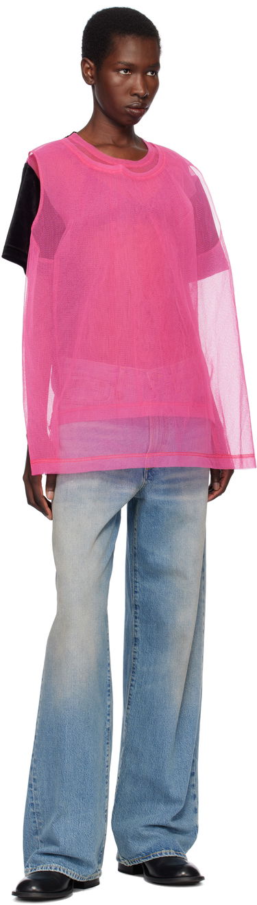 Tanktop Comme des Garçons Homme Plus Jersey & Nylon Tulle T-Shirt Lyserød | PO-T028-051, 3