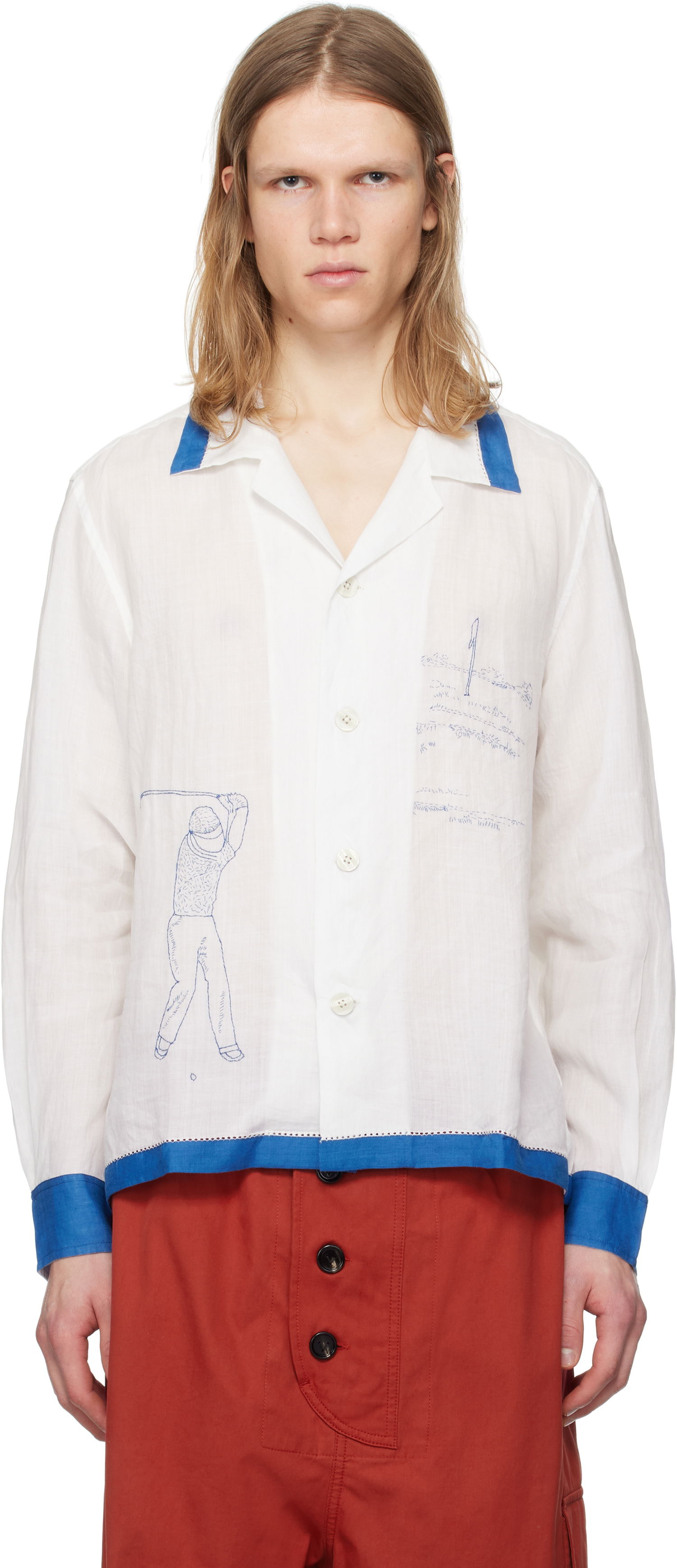 Skjorte Bode Bode Club Champion Long Sleeve Shirt Hvid | MRS25SH009, 0
