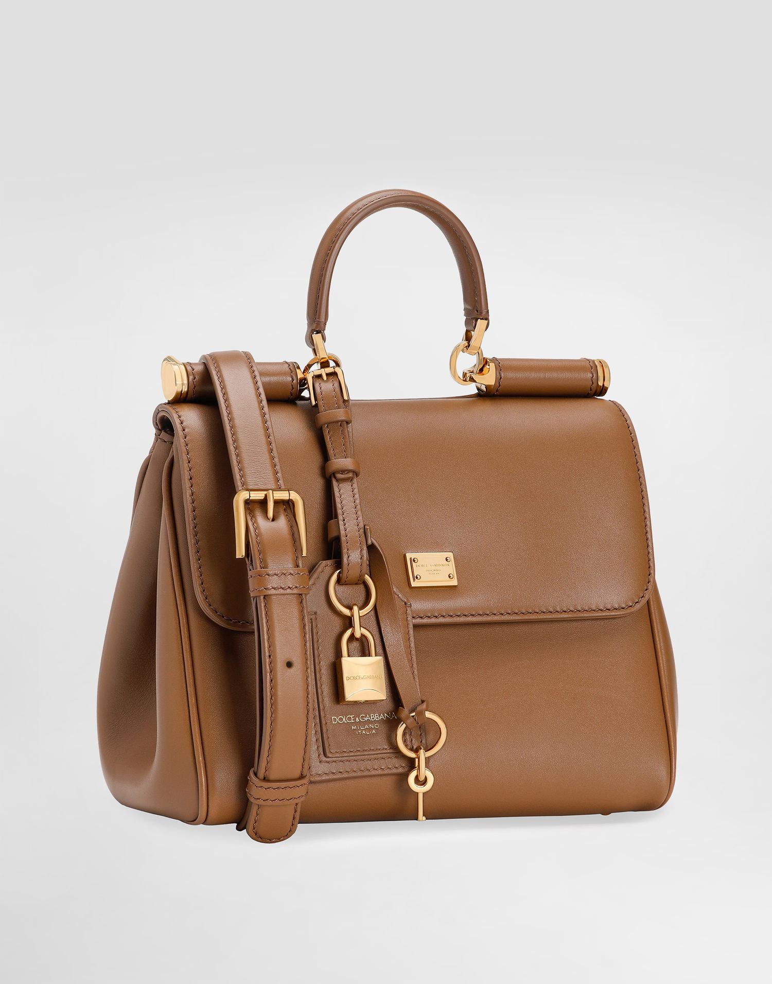 Håndtaske Dolce & Gabbana Dolce & Gabbana My Sicily Plongé Calfskin Top Handle Bag Brun | BB7781B73218Z093, 1