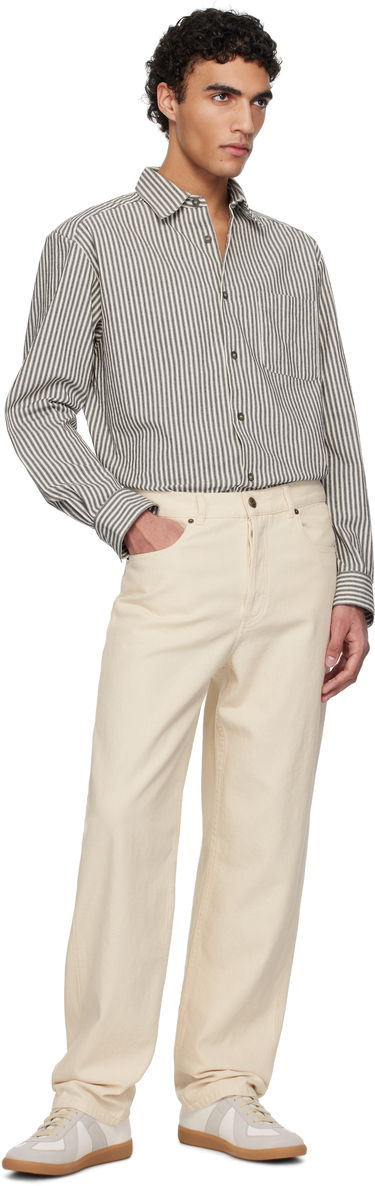Skjorte A.P.C. A.P.C. Malo Striped Overshirt Beige | COHGG-H32023, 4