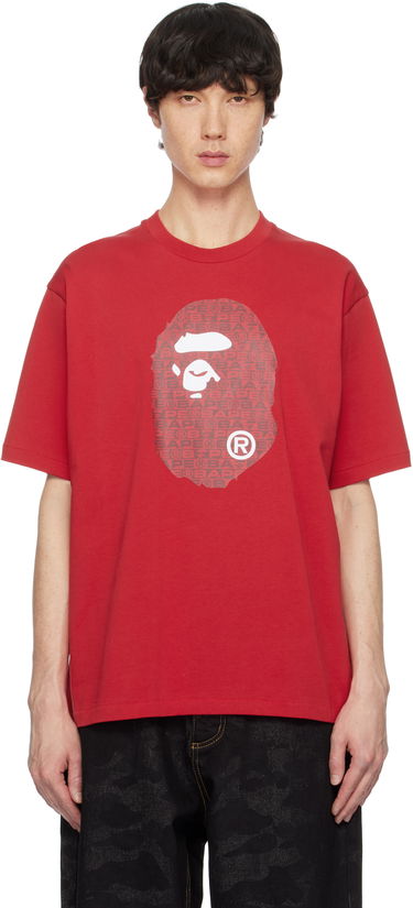 T-shirt BAPE Lux Sport Pattern Ape Head T-Shirt Rød | 001TEK801322M, 0