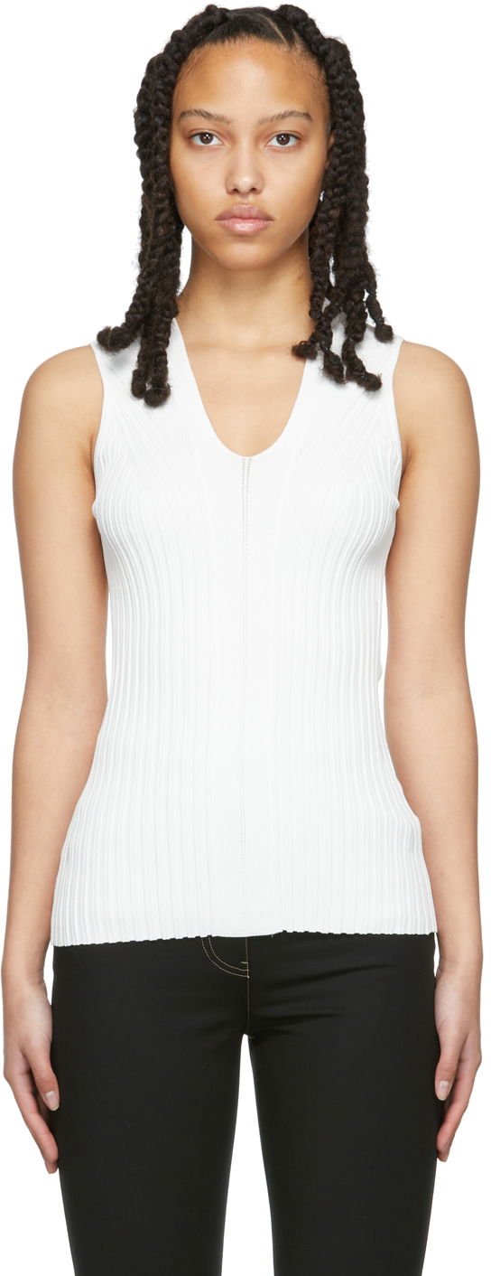 Tanktop Helmut Lang Helmut Lang Rib Knit Sleeveless Top Hvid | M01HW703