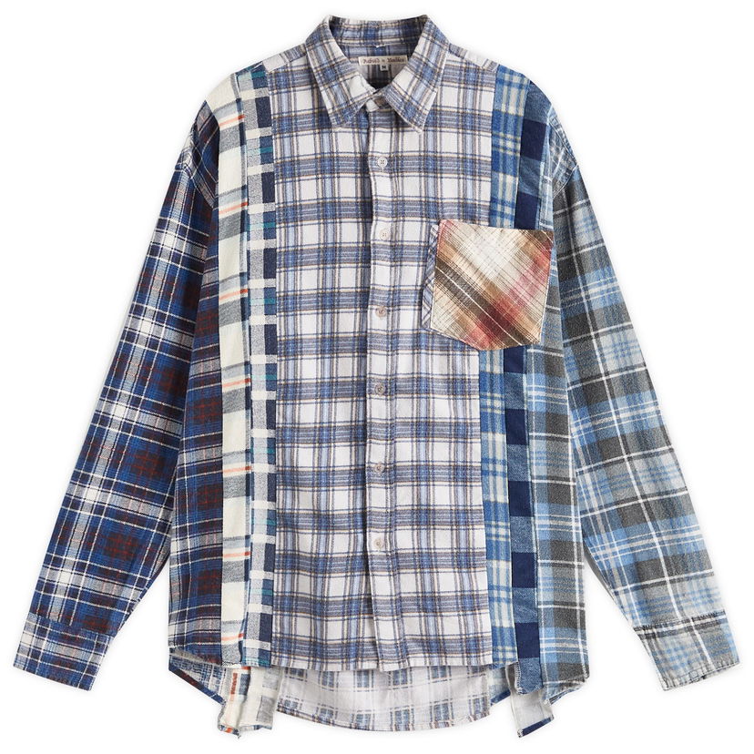 Skjorte Needles Needles Rebuild 7 Cuts Flannel Shirt, Size Large Flerfarvet | QV395