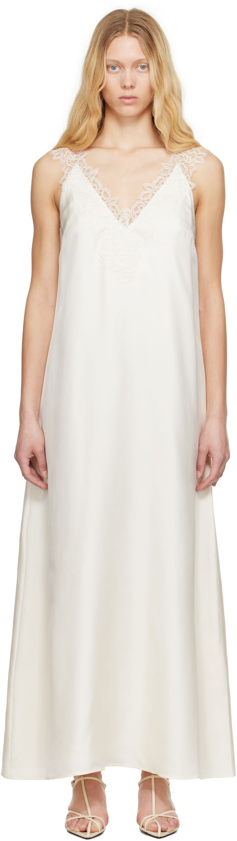 Kjole Róhe Rohe Silk Lace Maxi Dress Hvid | 415-33-256