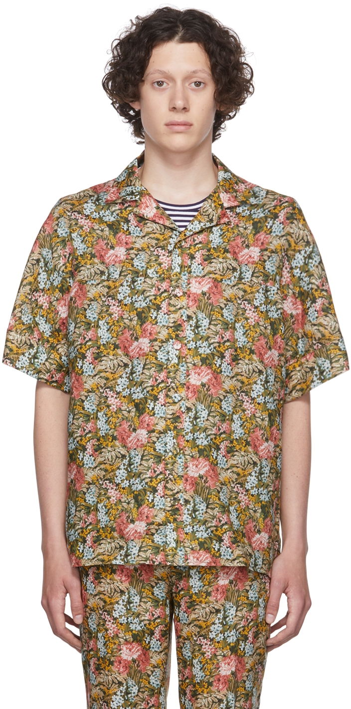 Skjorte Erdem Floral-Print Short Sleeve Shirt Grøn | MV22_503MLFL PHILIP SHIRT