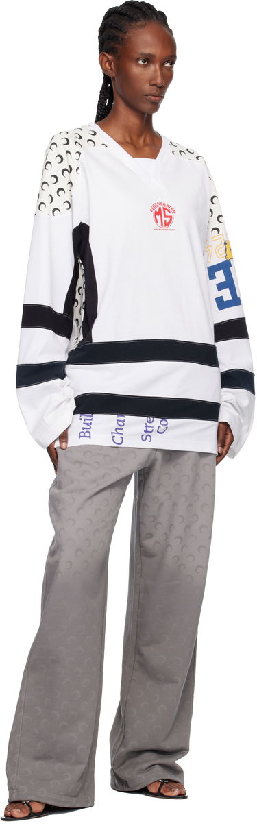 Jersey Marine Serre Regenerated Graphic Cotton Long Sleeve Hockey T-shirt Flerfarvet | MTT095AUJER0003, 3