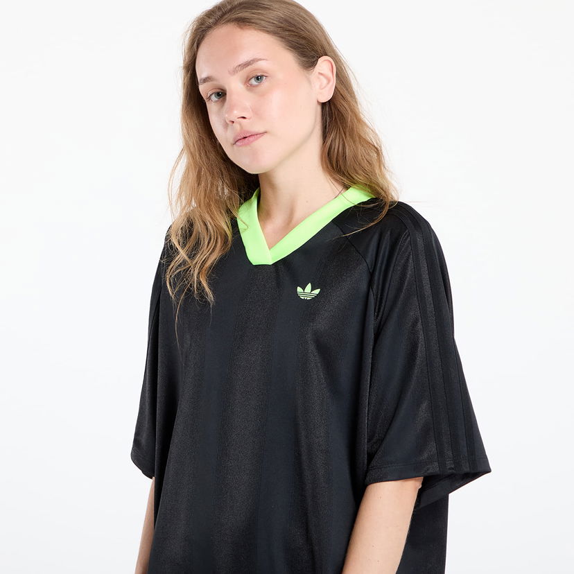 Kjole adidas Originals Adicolor Football Jacquard Oversize Dress Black/ Signal Green Sort | KB8152