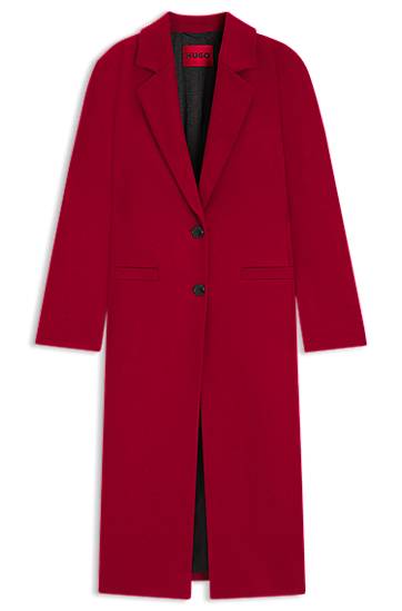Frakker BOSS Relaxed-fit Single-Breasted Long Wool Blend Coat Rød | 50547691, 0