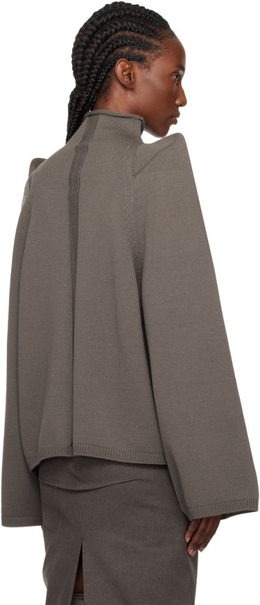 Sweater Rick Owens Concordians Con Ribbed Knit Structured Shoulder Turtleneck Grå | RO02E4657 KWVLH, 2