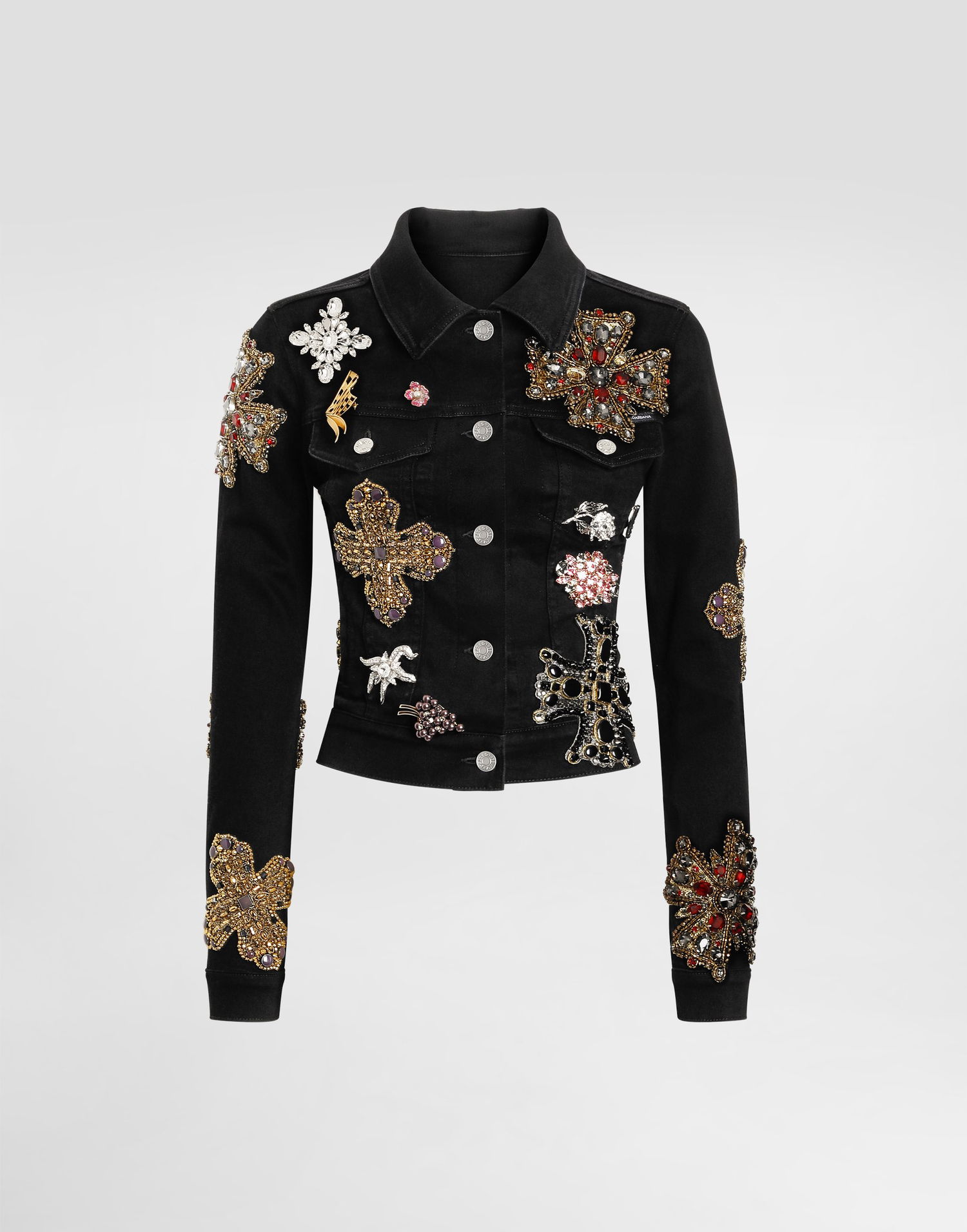 Jakke Dolce & Gabbana Dolce & Gabbana Embellished Denim Jacket Sort | F9S20ZG8NM9S9001, 0