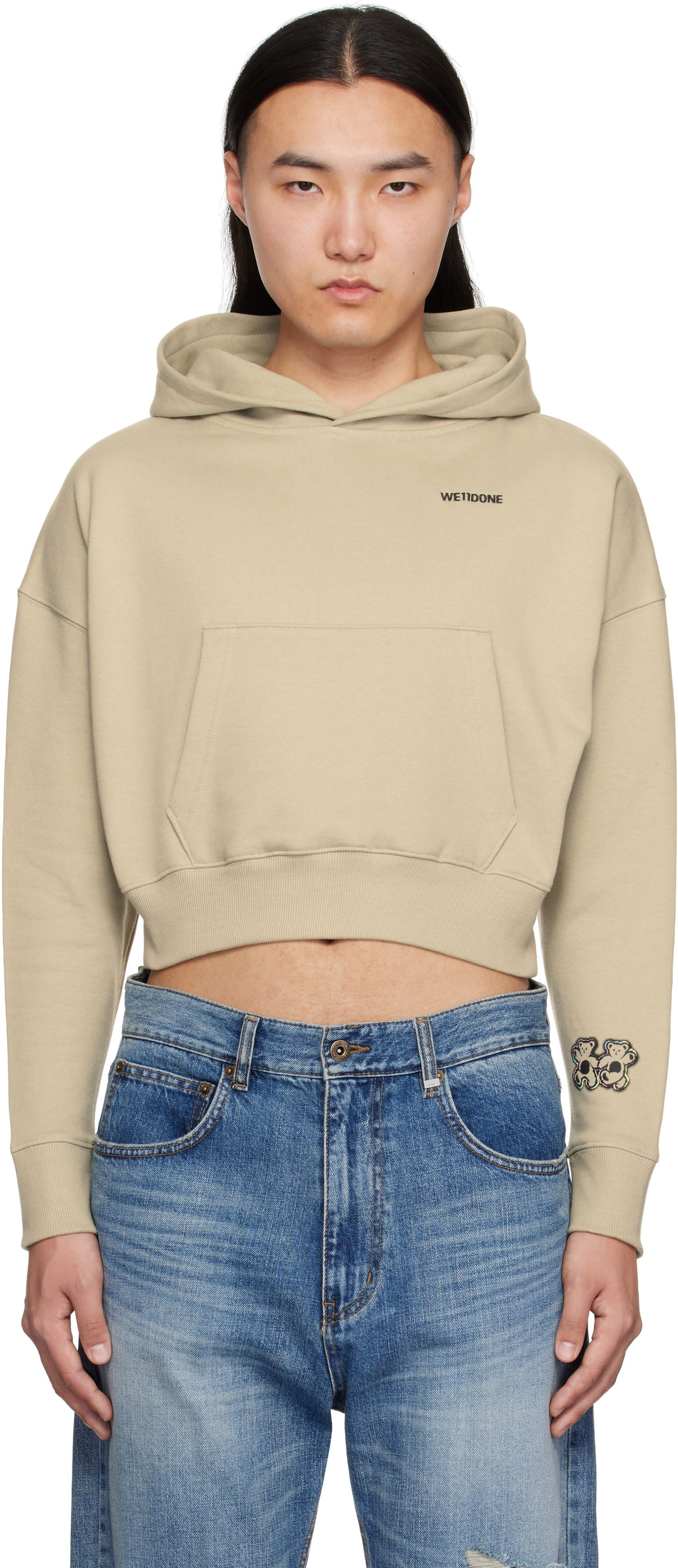 Sweatshirt We11done We11done Teddy Twins Cropped Hoodie Beige | WD-TH0-25-841-U-KK, 0