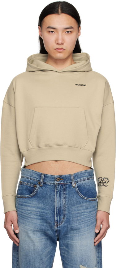Sweatshirt We11done We11done Teddy Twins Cropped Hoodie Beige | WD-TH0-25-841-U-KK, 0