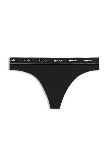 Trusser BOSS Stretch-Cotton Thong with Logo Waistband Sort | 50545703, 0