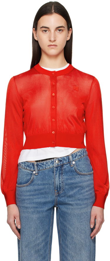 Sweater Alexander Wang Alexanderwang.t Embroidered Cropped Cardigan Blå | 4KC1253070, 0