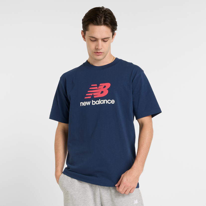 T-shirt New Balance Men's Essentials Stacked Logo T-Shirt Mørkeblå | NBMT51500NNY