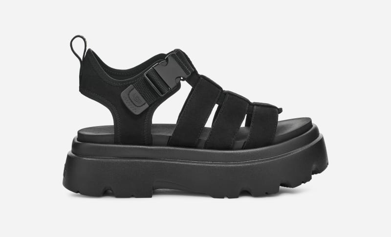 Sneakers og sko UGG ® Cora Sandal for Women in Black, Size 3, Leather Sort | 1152698-BLK
