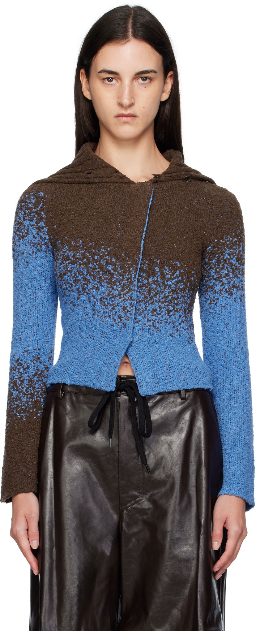 Sweater Andersson Bell Andersson Bell Flow Jacquard Knit Cropped Hoodie Blå | atb1358w