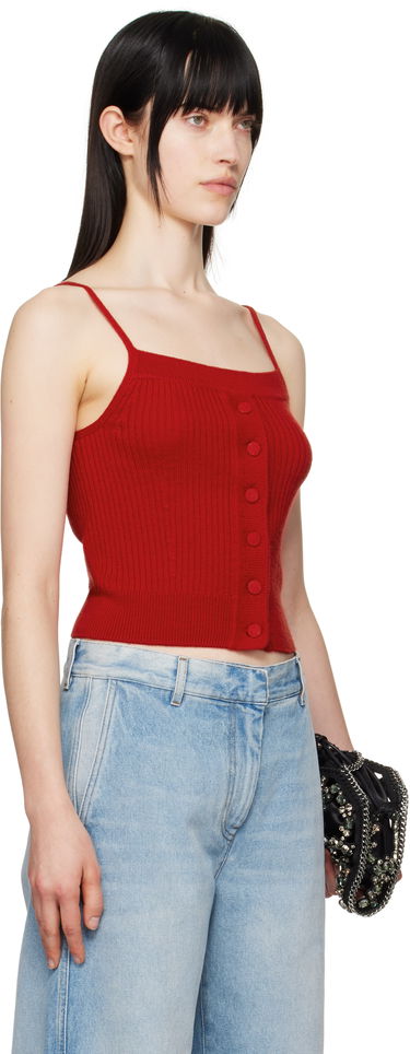 Tanktop Dries Van Noten Dries Van Noten Wool Straight Neck Tank Top Rød | 251-011209-1713, 1