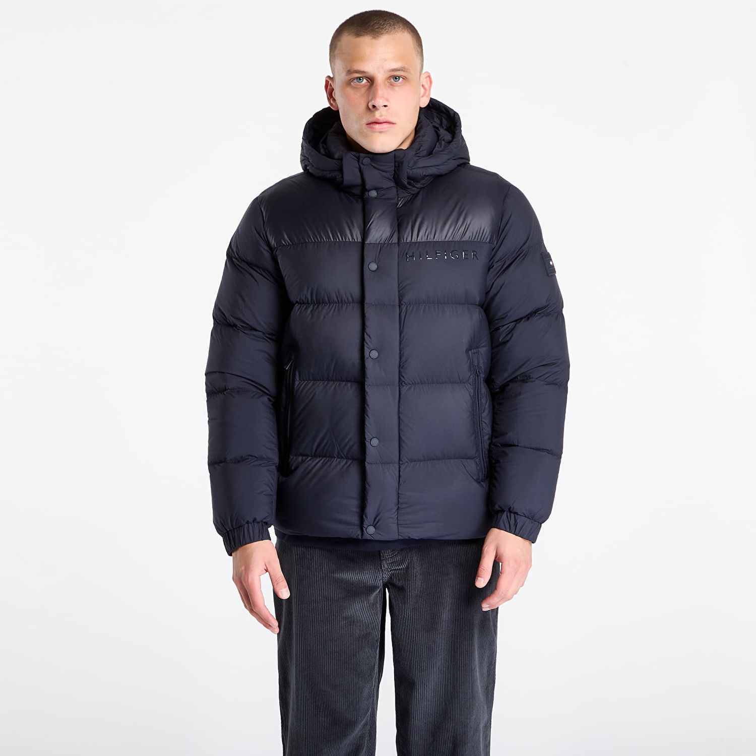 Puffer jakke Tommy Hilfiger Jacket Mix Down Hooded Puffer Desert Sky Mørkeblå | MW0MW40613-DW5, 0