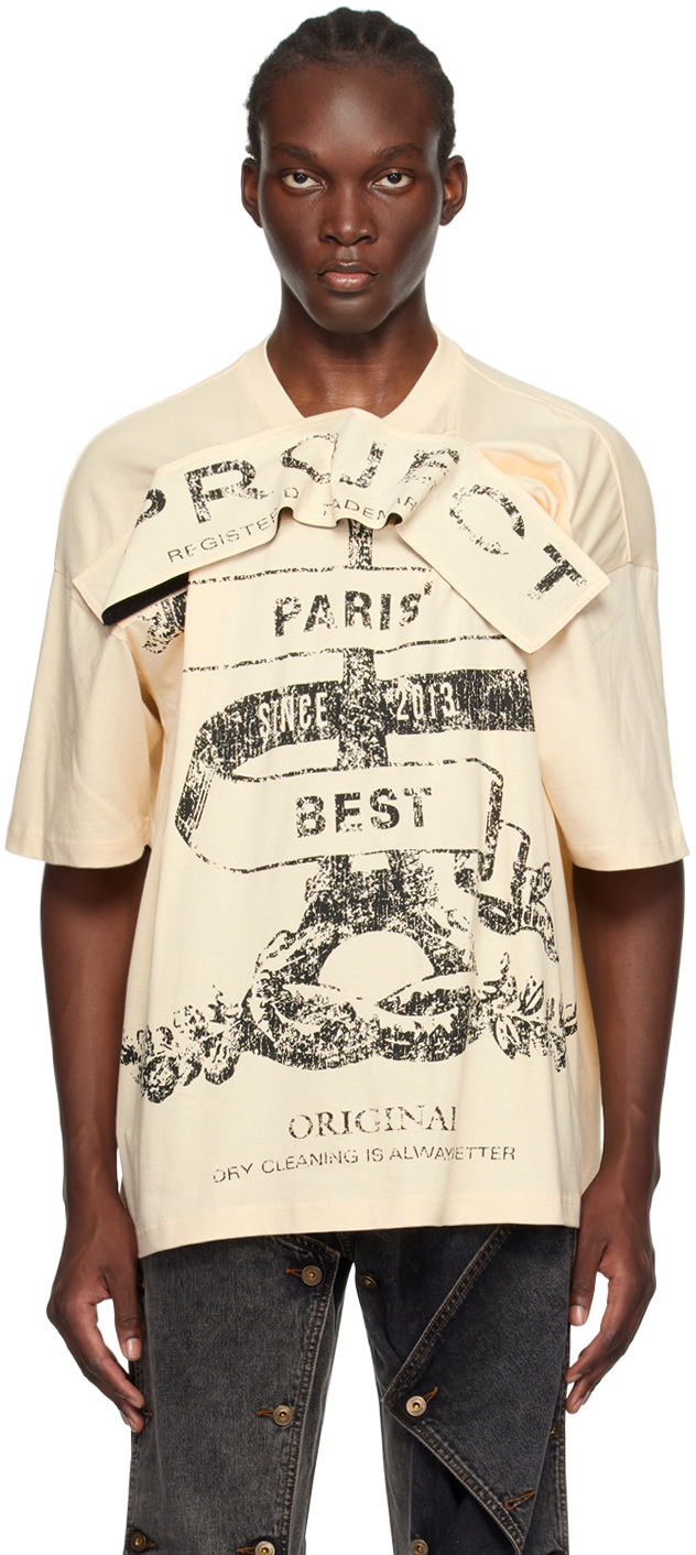 T-shirt Y/PROJECT Velcro 'Paris' Best' T-Shirt Beige | 204TS017, 0
