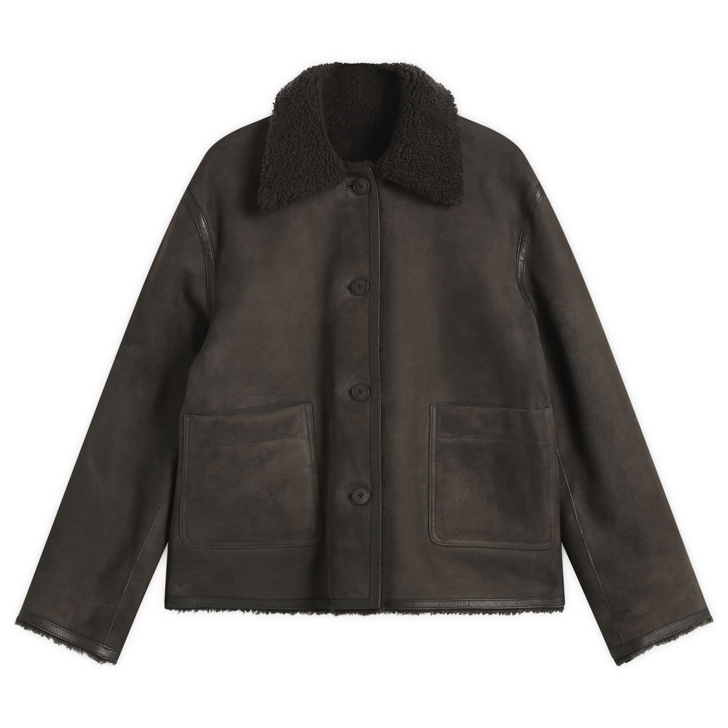 Jakke CLOSED Button-Front Shearling Jacket with Patch Pockets Brun | C97520-82F-22-140, 0