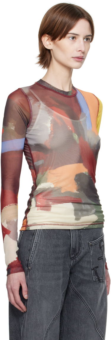 T-shirt JW Anderson JW Anderson Abstract Print Sheer Long Sleeve T-Shirt Flerfarvet | JO0138-PG1723, 1