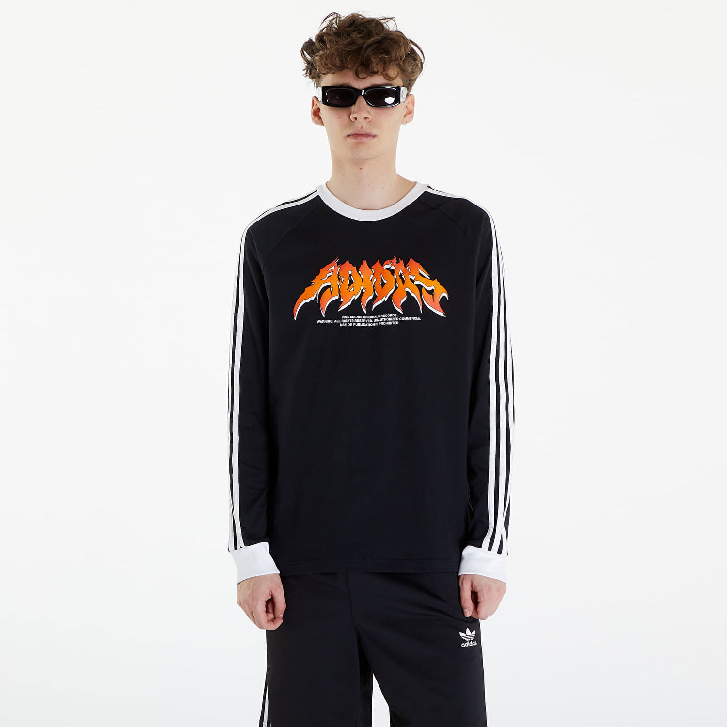 T-shirt adidas Originals Flames Long Sleeve Tee Black/ White Sort | IS0206, 0
