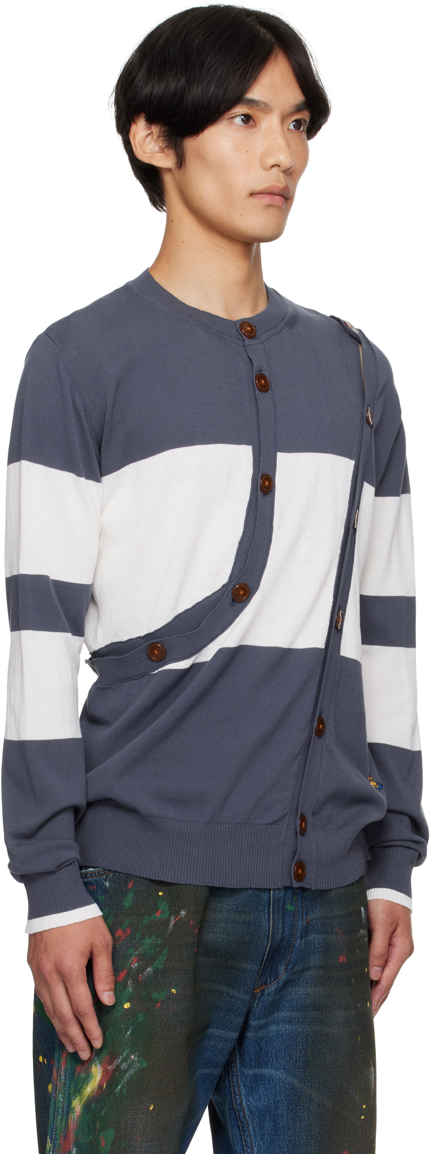 Sweater Vivienne Westwood Vivienne Westwood Ollie Striped Cardigan Mørkeblå | 2701002H-Y003F-, 1